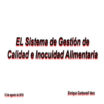Calidad e inocuidad alimentaria | PPTX