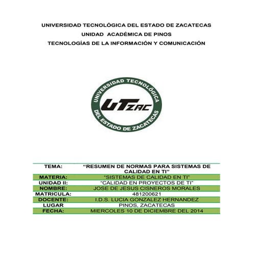 Calidad en Proyectos de TI