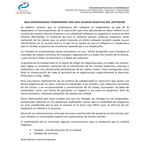 Calidad Negativa del Software. 