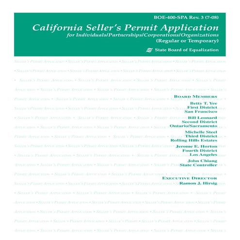 California Seller’s Permit Application