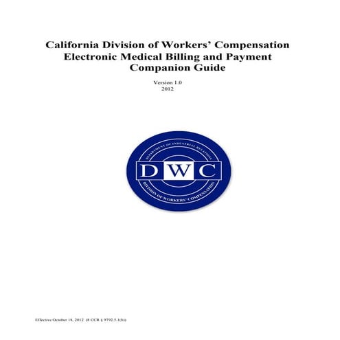 California division of workers' compensation electronic medical billing and p...