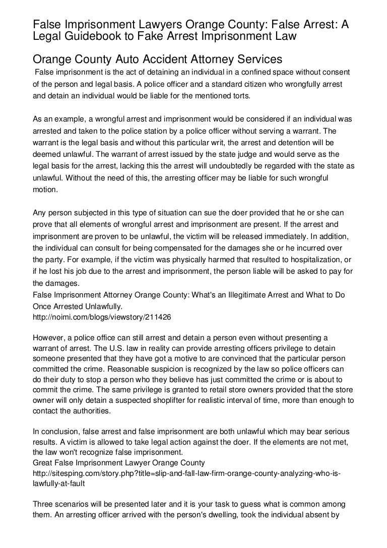 False Imprisonment Lawyers Orange County False Arrest A Legal Guide…