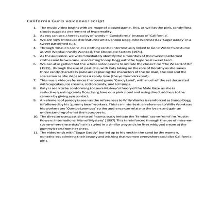California gurls voiceover script