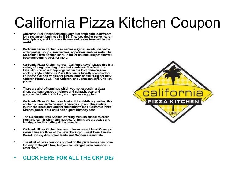 California Pizza Kitchen Coupon