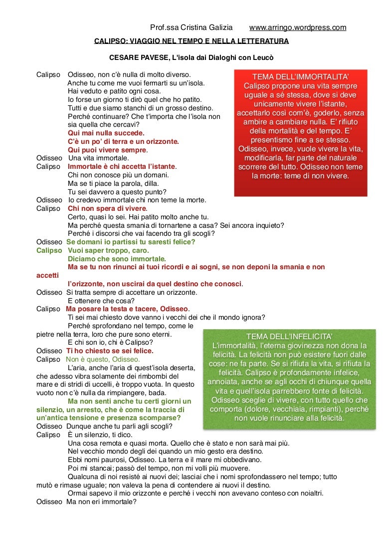 Calipso Da Dialoghi Con Leuco Di Cesare Pavese