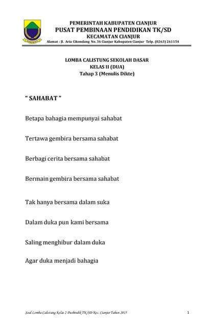 Calistung Kelas 2 Tahap 1 4