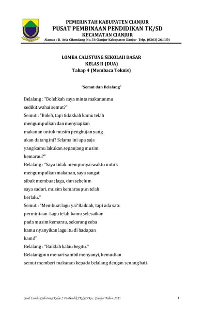 Calistung kelas 2 tahap 1 4