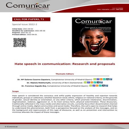Call for paper 71. Revista Comunicar