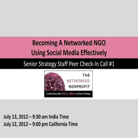 Networked NGO - July 13th Peer Call