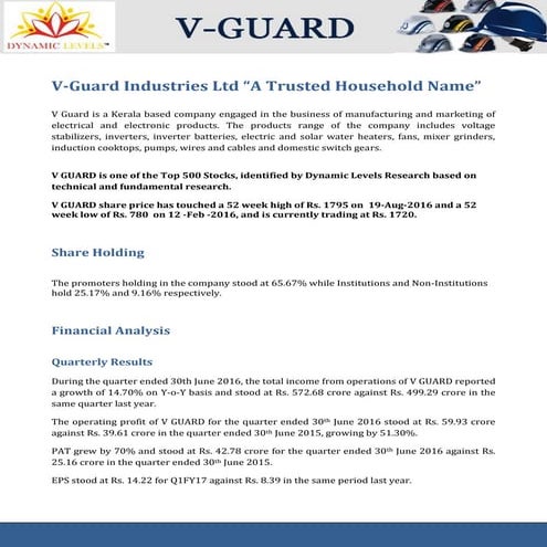 V-Guard Industries Ltd “A Trusted Household Name”