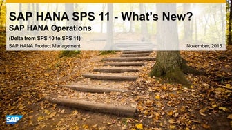 What's New in SAP HANA SPS 11 Operations