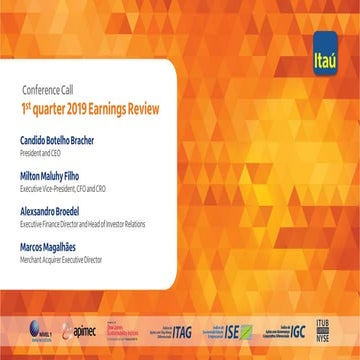 Conference Call 1Q19 Earnings Review - Itaú Unibanco