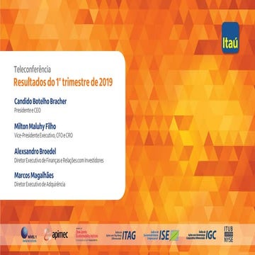Teleconferência de Resultados 1T19 - Itaú Unibanco
