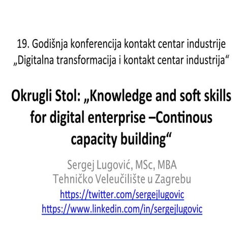 Round Table: "Knowledge and soft skills for digital enterprise – Continuos ca...