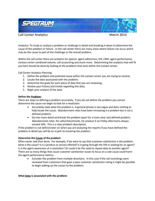 Call center analytics