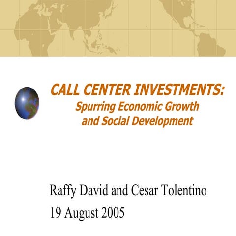 Call Center Investments - Spurring Economic Growth and Social Development (2005)