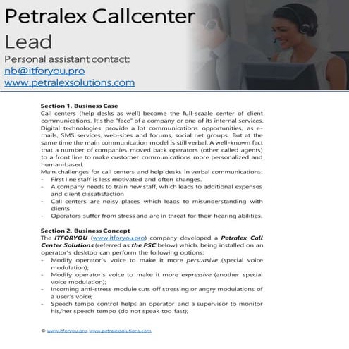 Lead for Call centers and Call center solutions developers and integrators