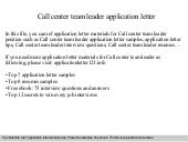 Team leader cover letter
