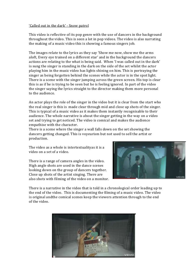 ‘Called out in the dark’ analysis ‘Called out in the dark’ analysis
