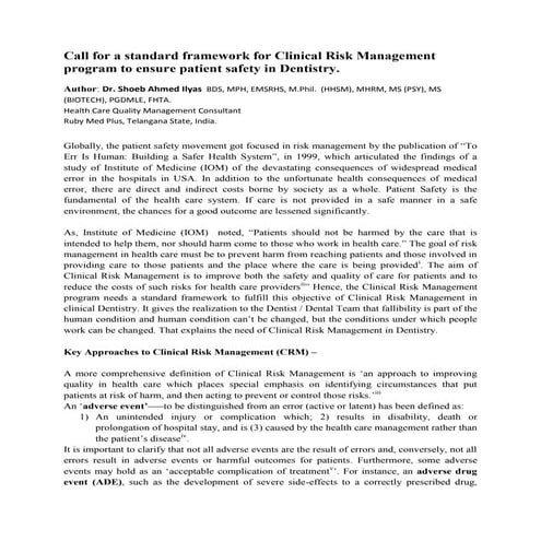 Clinical Risk Management | PPTX