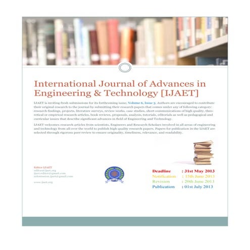 Call for paper ijaet vol 6 iss 3