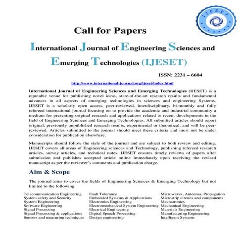 Call for papers ijeset