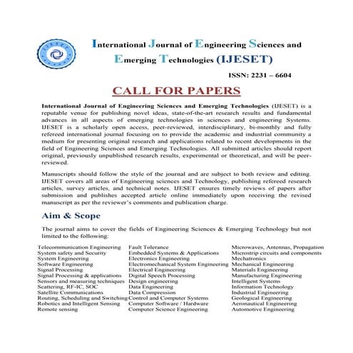 Call for papers ijeset new