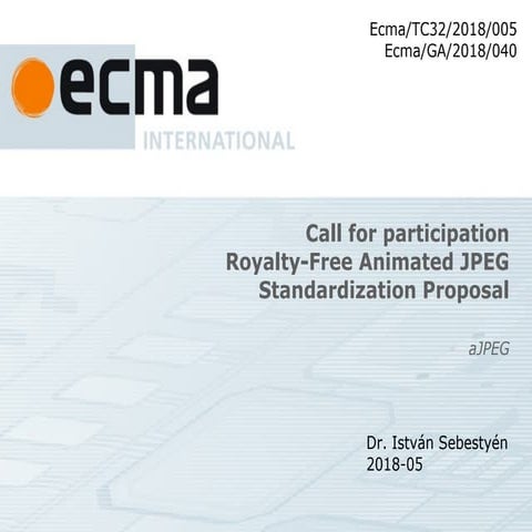 Call for participation royalty free animated jpeg standardization proposal