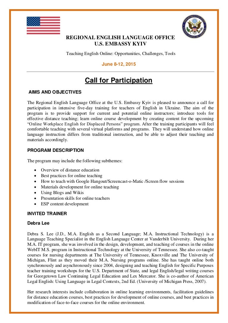 Call for participation teaching english online