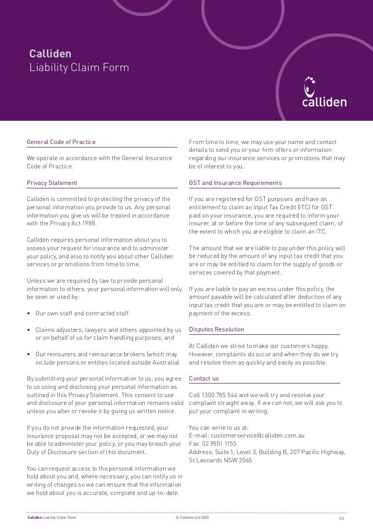 calliden liability incident report form general liability incident report