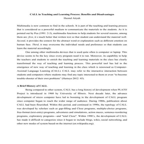 Call in teaching and learning process