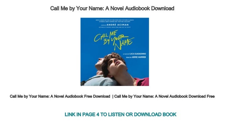 Call Me by Your Name A Novel Audiobook Download