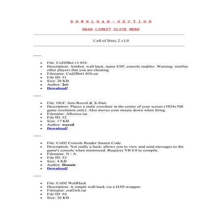 Call Of Duty 2 Cheats