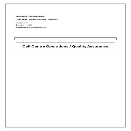 Call Quality Quidlines-Call Center Quality Assurance