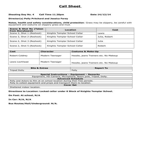 Callsheet
