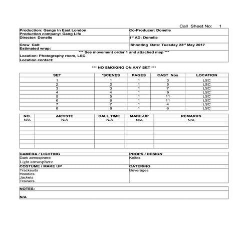 Call sheet   article