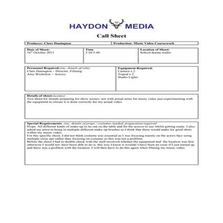 Call sheet clare