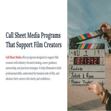 Call Sheet Media A Modern Platform for Film Creators | PDF
