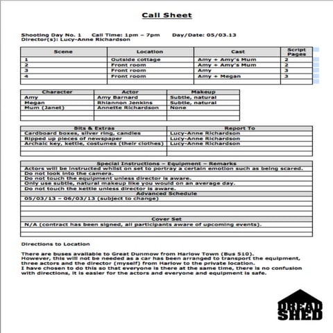 Call Sheets