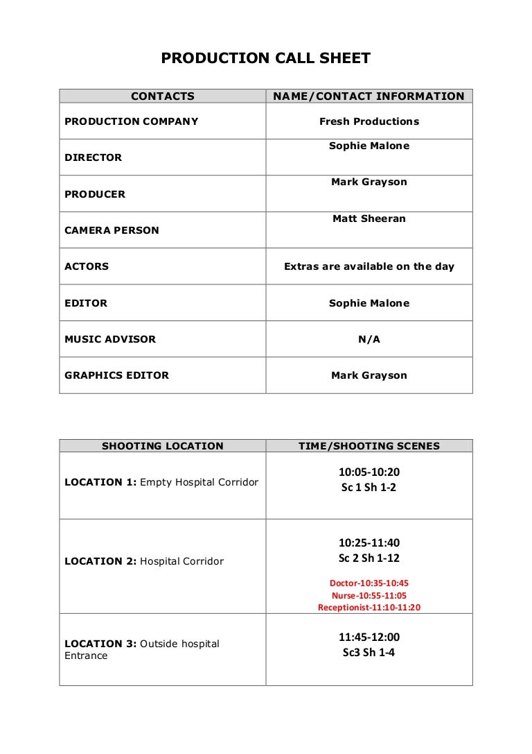 Call sheet shooting_schedule_and_equipment_list_ig5_