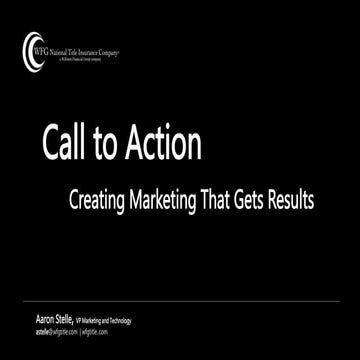Call to Action - Aaron Stelle - WFG National Title