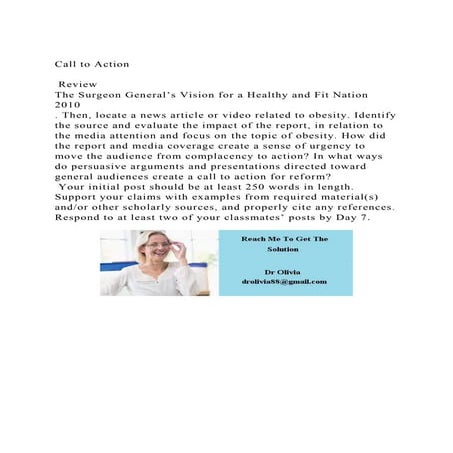 Call to Action Review The Surgeon General’s Vision for a Hea.docx