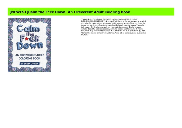 Most Sold Calm The F Ck Down An Irreverent Adult Coloring Book