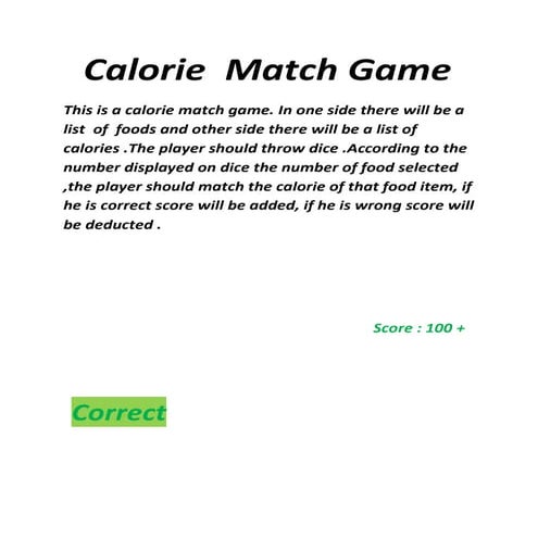 Calorie match game | PDF