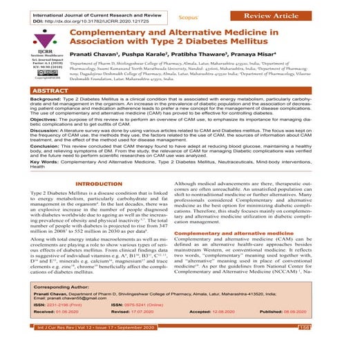 Complementary and Alternative Medicine in Association with Type 2 Diabetes Me...