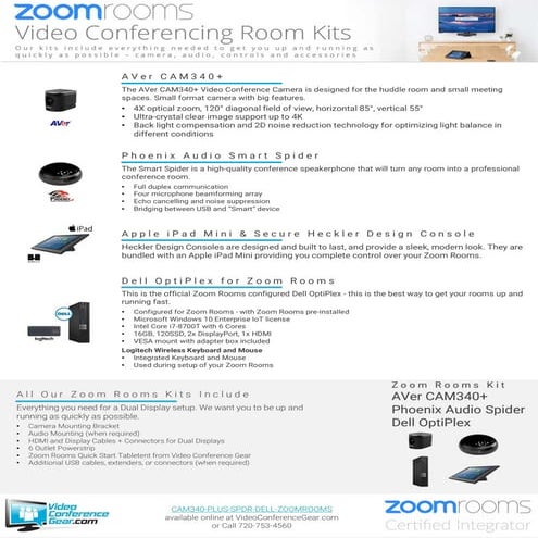 Zoom Rooms Kit from Video Conference Gear featuring the AVer CAM340+ and Phoe...