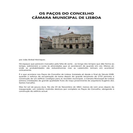 Os Paços do Concelho - Câmara Municipal de Lisboa