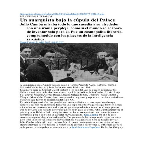 Julio Camba periodista literario por Manuel Vicent