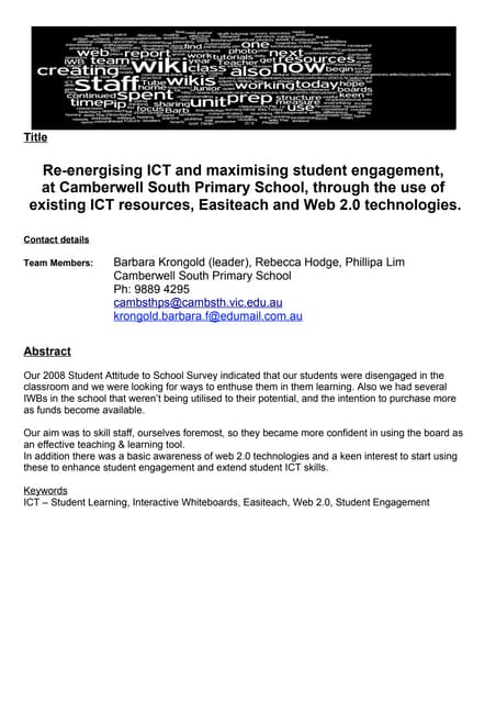 Camberwell South Primary School – Knowledge Bank Tpl Case Study 2009 –