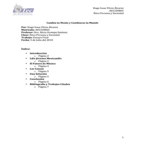 Cambia tu mente y cambiaras al mundo